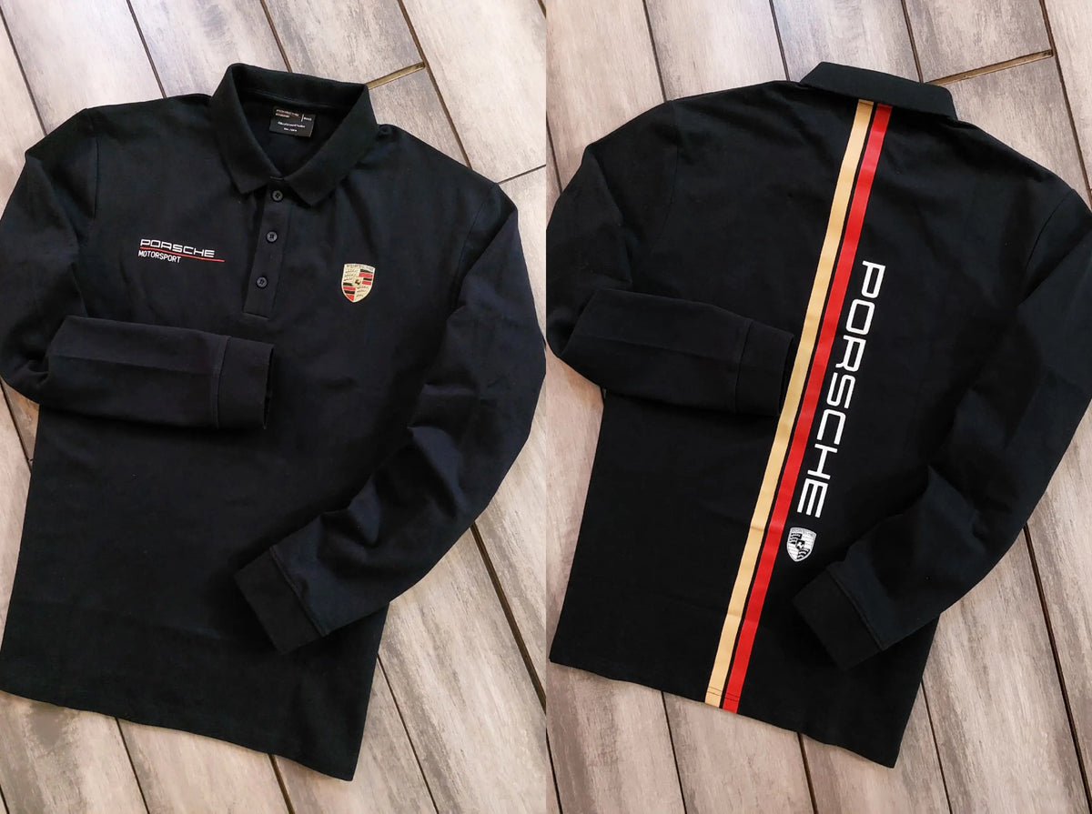 Hugo Boss Porsche Navy Blue Logo Work Premium Full Sleeve Polo T-Shirt