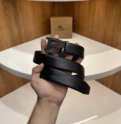 Burberr y Reversible Premium Imported Belt Grey Black lv170