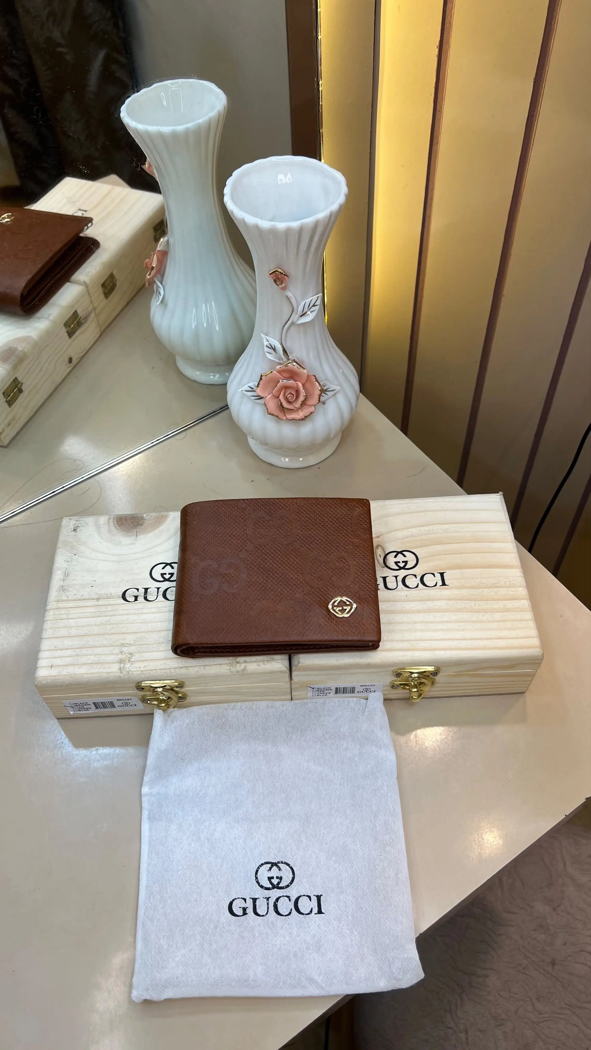 GG GUCCI PREMIUM QUALITY IMP WALLET WITH OG WOODEN BOX