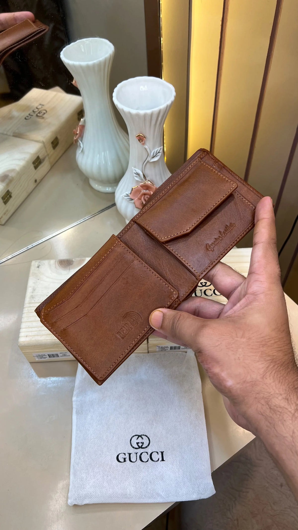 GG GUCCI PREMIUM QUALITY IMP WALLET WITH OG WOODEN BOX