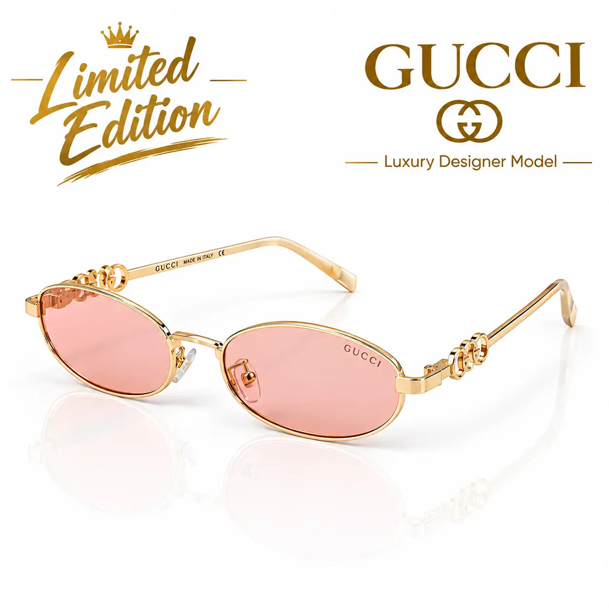 GUCCI PREMIUM LUXURY BRAND'S DESIGNER GOLD PINK SHOWROOM TOP SELLING MODEL