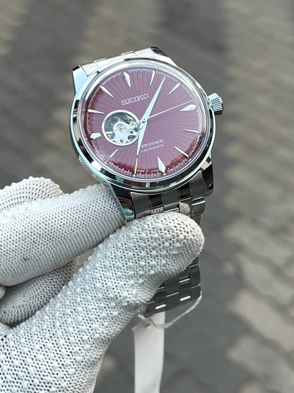 Seik_o Pressage Automatic Silver Maroon