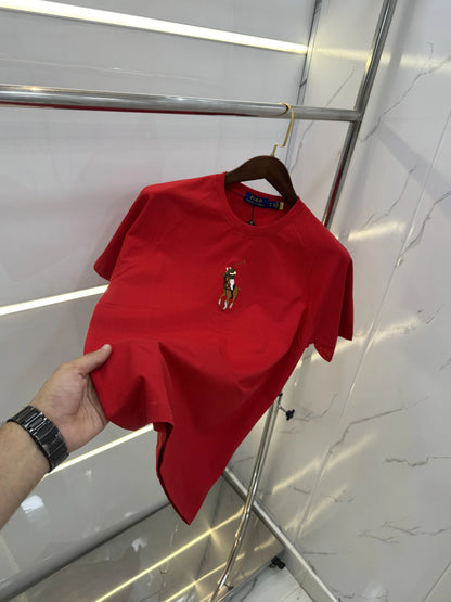 Ralp h Lauren Red Embroidery Logo premium Polo T-shirt