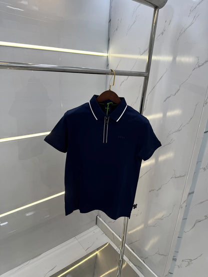 Hug o  Bos s Navy Blue Logo Work Premium Polo T-shirt