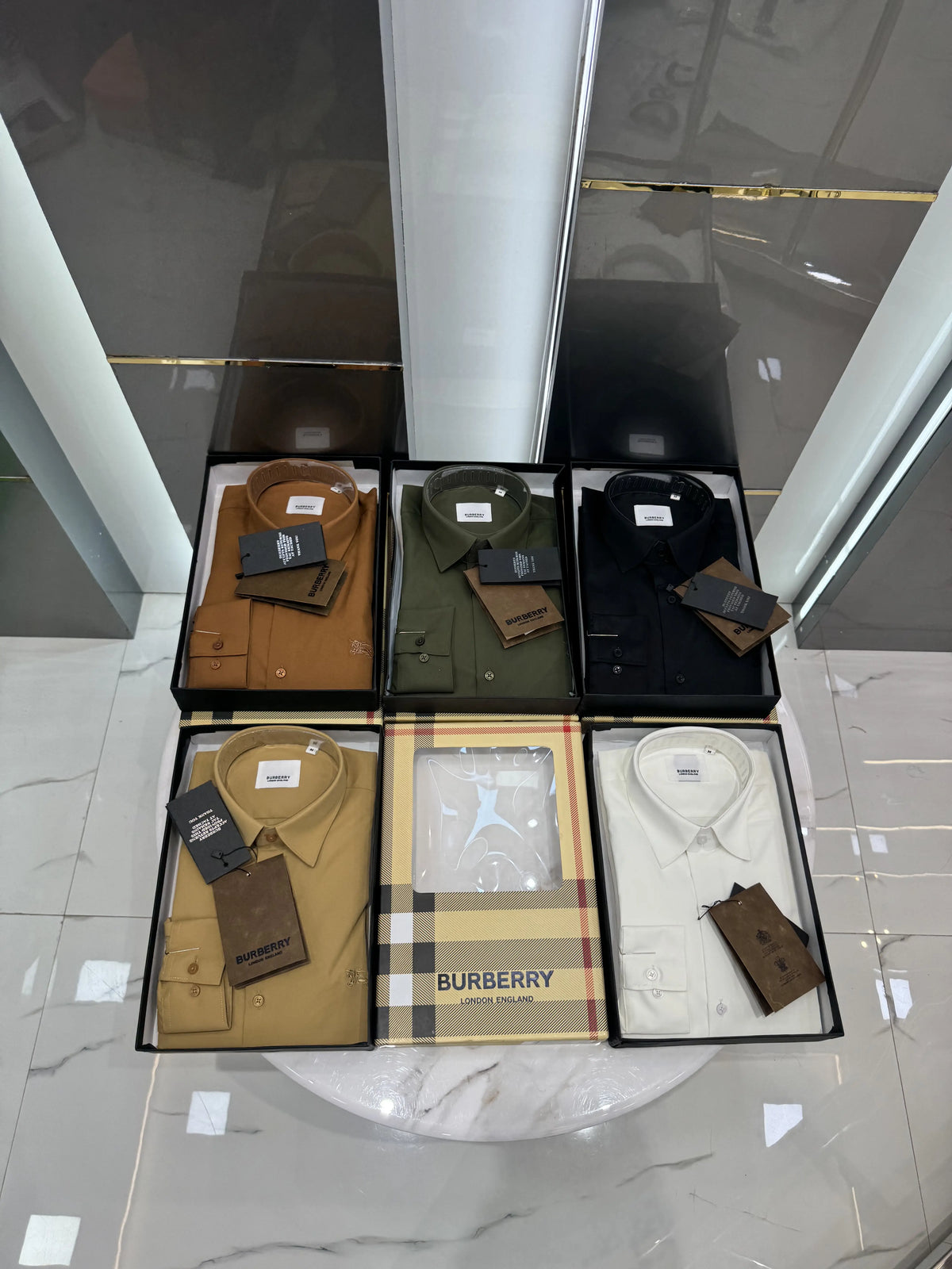Burberr y  Light brown  Premium Shirt With Original Box
