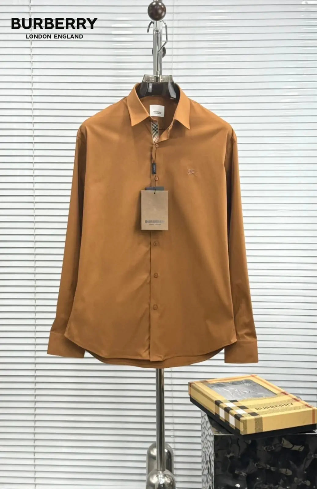 Burberr y  Light brown  Premium Shirt With Original Box
