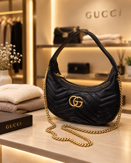 Gucc GG Marmont Half-Moon With Og Green Magnet Box Packing-838463