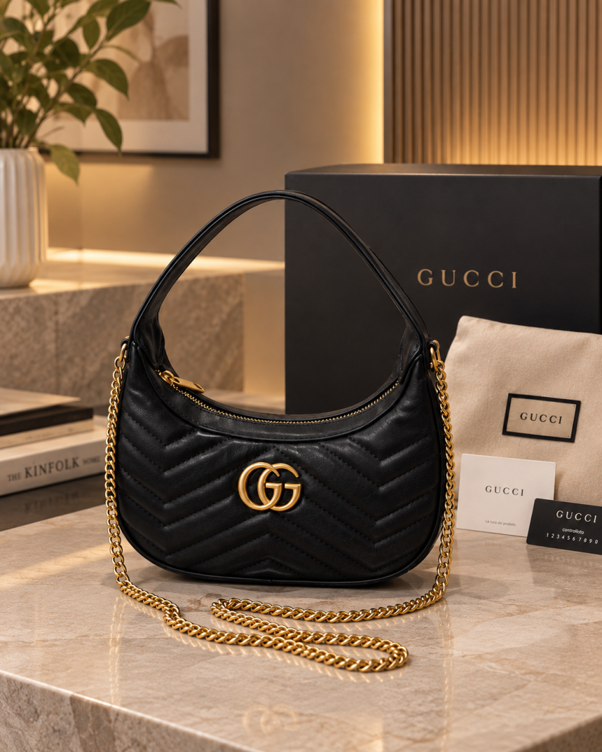 Gucc GG Marmont Half-Moon With Og Green Magnet Box Packing-838463