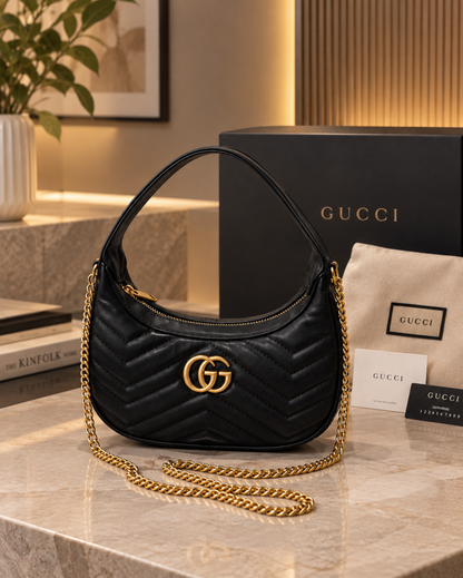 Gucc GG Marmont Half-Moon With Og Green Magnet Box Packing-838463