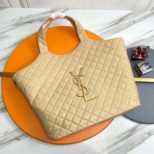 YSL ICARI MAXI SHOPPING BIG SIZE TOTE BAG WITH DUST COVER & MATCHING WALLET - Y690