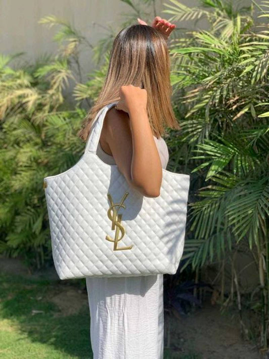 YSL ICARI MAXI SHOPPING BIG SIZE TOTE BAG WITH DUST COVER & MATCHING WALLET - Y690