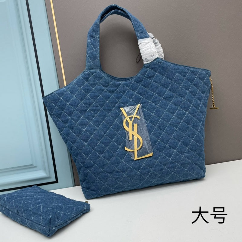 YSL ICARI MAXI SHOPPING BIG SIZE TOTE BAG WITH DUST COVER & MATCHING WALLET - Y690