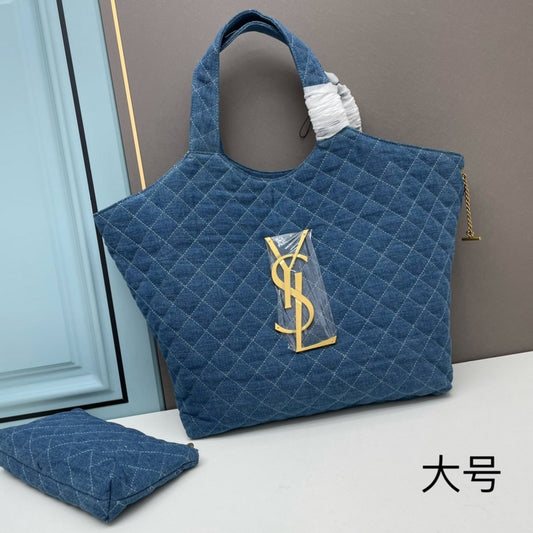 YSL ICARI MAXI SHOPPING BIG SIZE TOTE BAG WITH DUST COVER & MATCHING WALLET - Y690