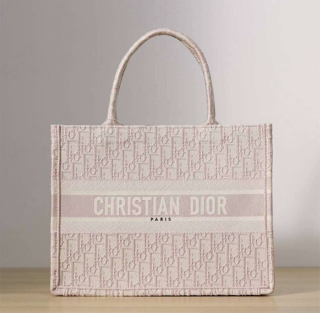 Christian Dio Aesthetic Pink Book Tote With Extra Pouch With Dust Bag Premium Top Notch-1005