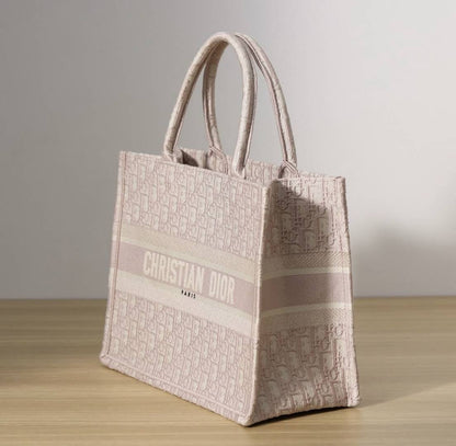 Christian Dio Aesthetic Pink Book Tote With Extra Pouch With Dust Bag Premium Top Notch-1005