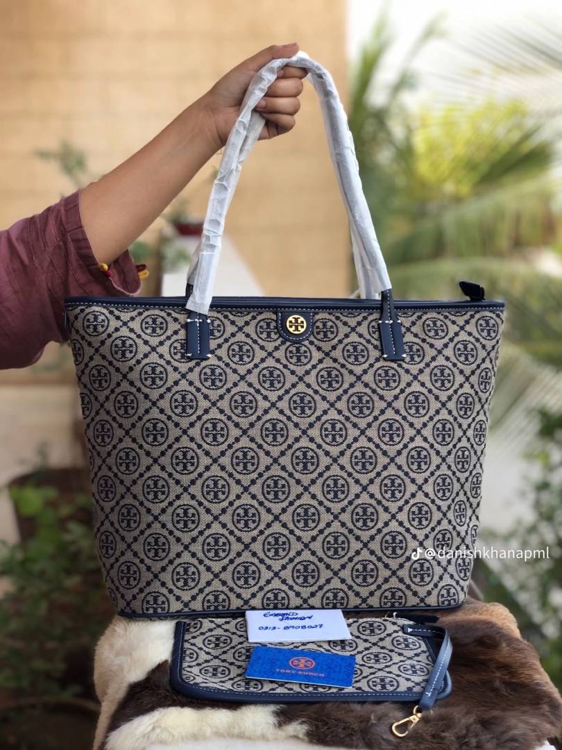 Toryy Burch T Monogram Zip Tote Bag Extra pouch With Dust Bag-2025