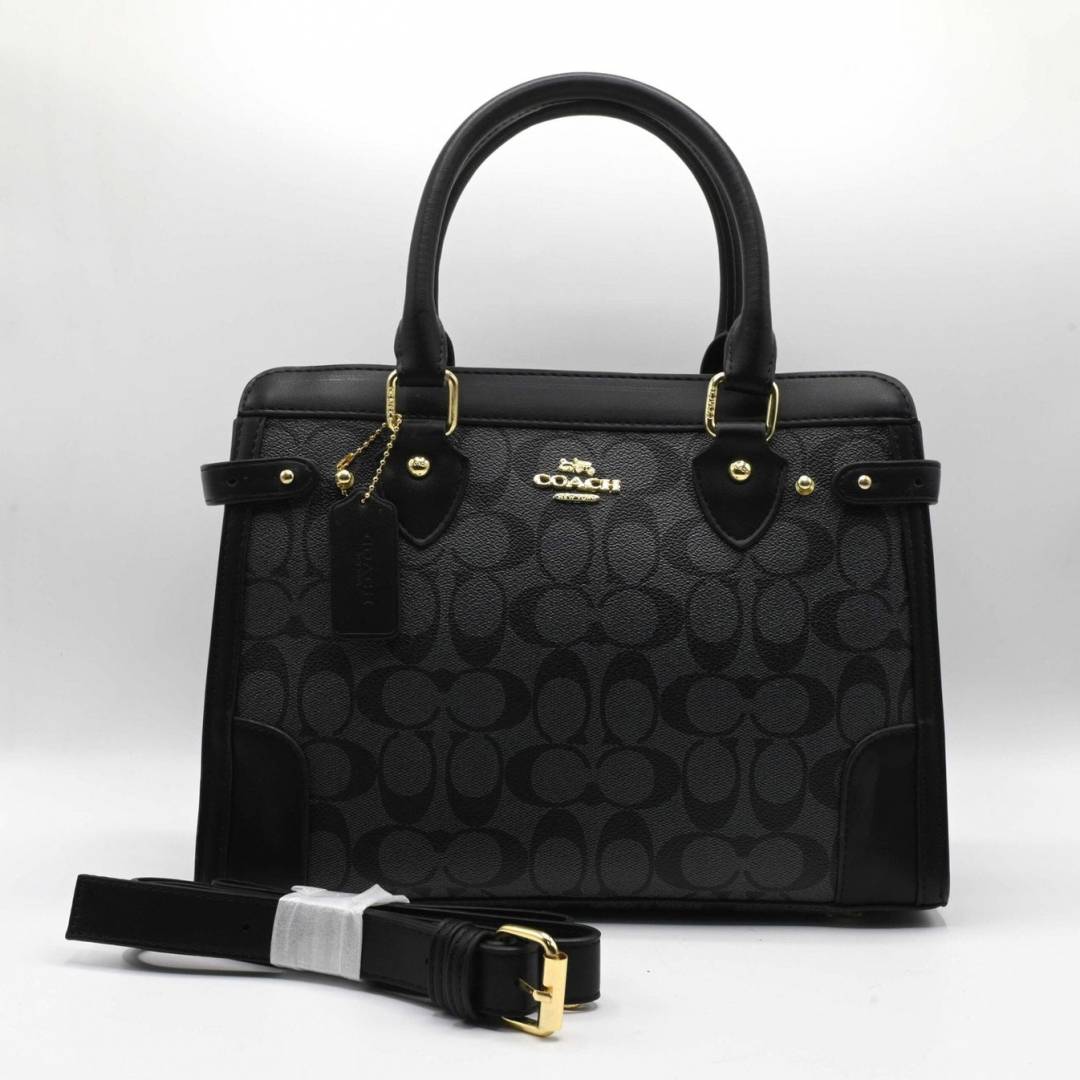 Coac Signature Monogram Structured Carryall Handbag With Dust Bag-c01
