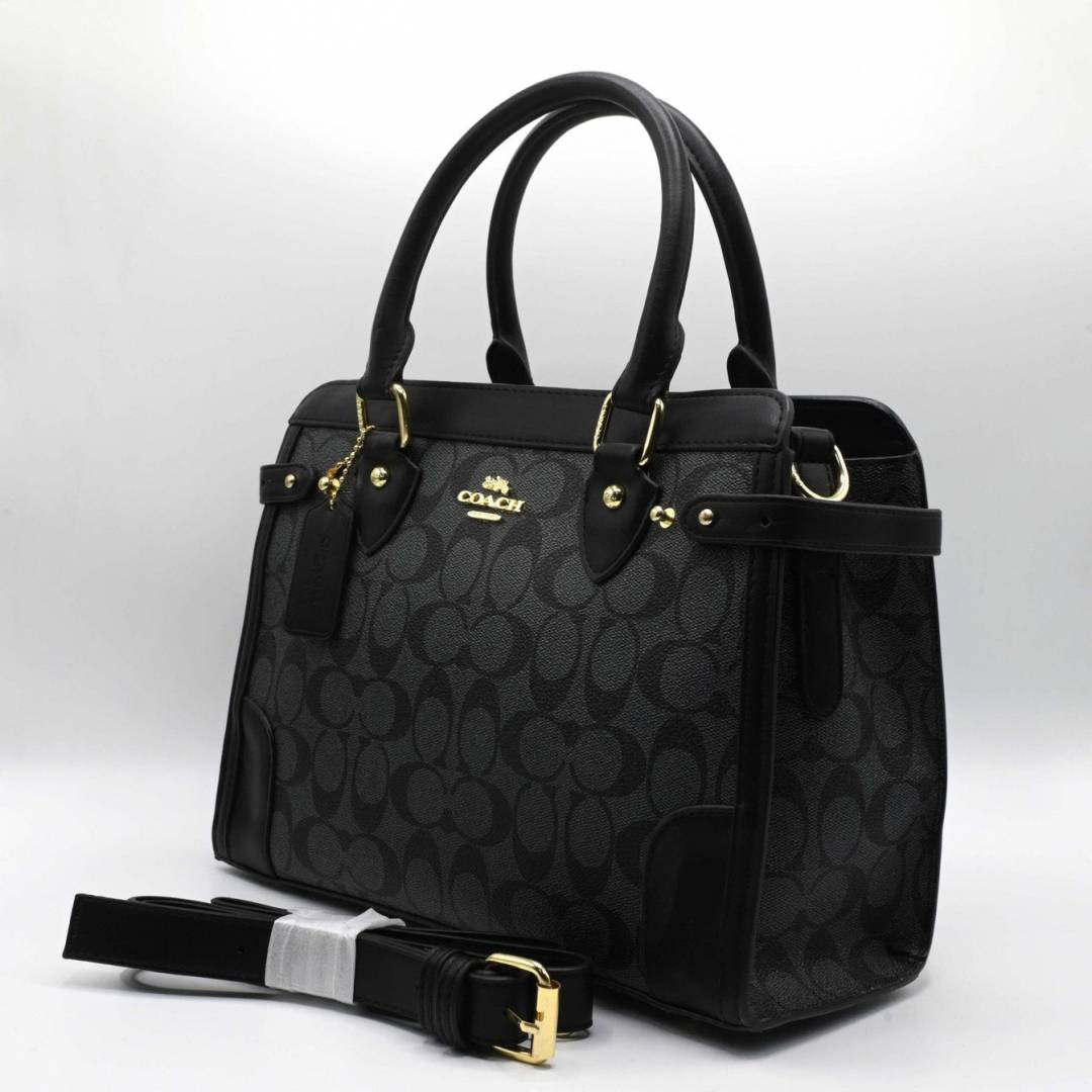 Coac Signature Monogram Structured Carryall Handbag With Dust Bag-c01