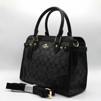 Coac Signature Monogram Structured Carryall Handbag With Dust Bag-c01