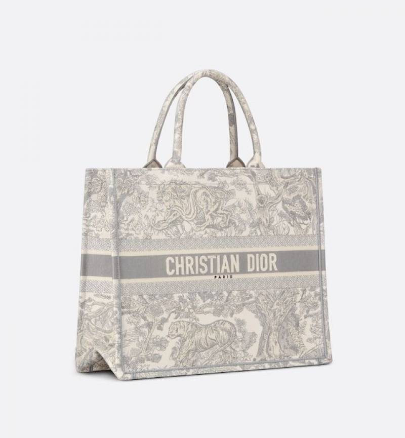 Christian Dio Grey Book Tote With Extra Pouch With Dust Bag Premium Top Notch-1005