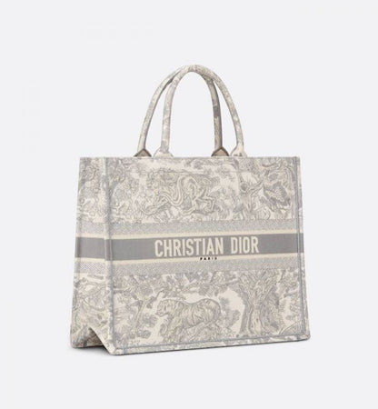 Christian Dio Grey Book Tote With Extra Pouch With Dust Bag Premium Top Notch-1005