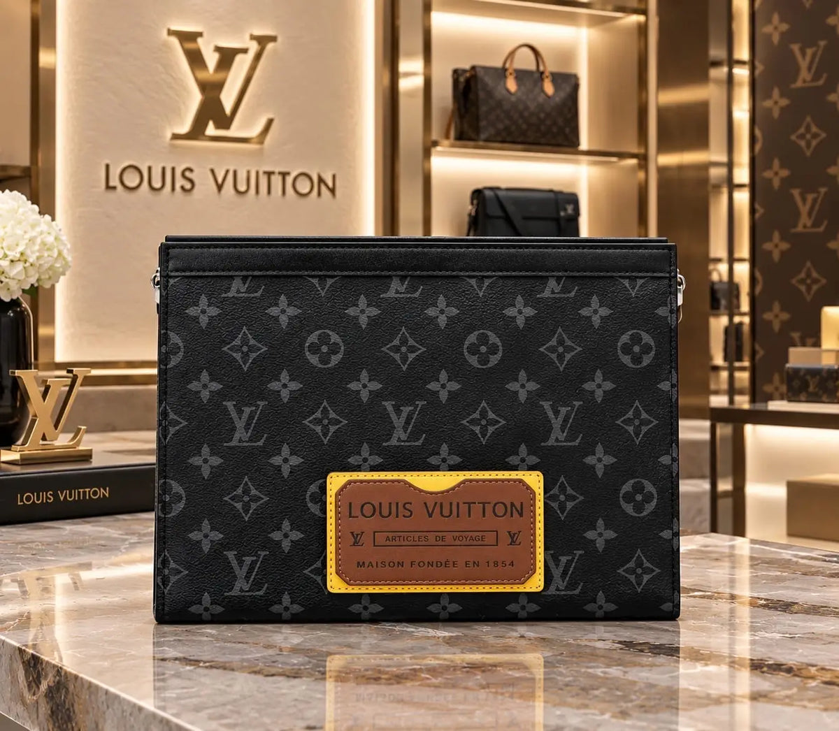 Louis Vuitto n Luxury Unisex Pochette Blue With Box Beige lv1091