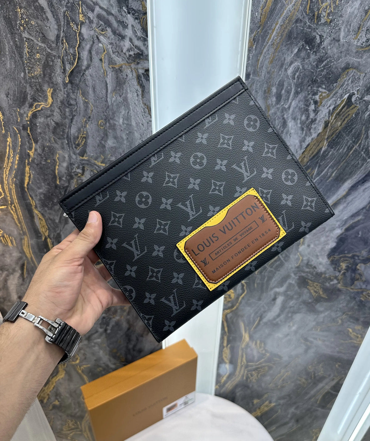 Louis Vuitto n Luxury Unisex Pochette Blue With Box Beige lv1091
