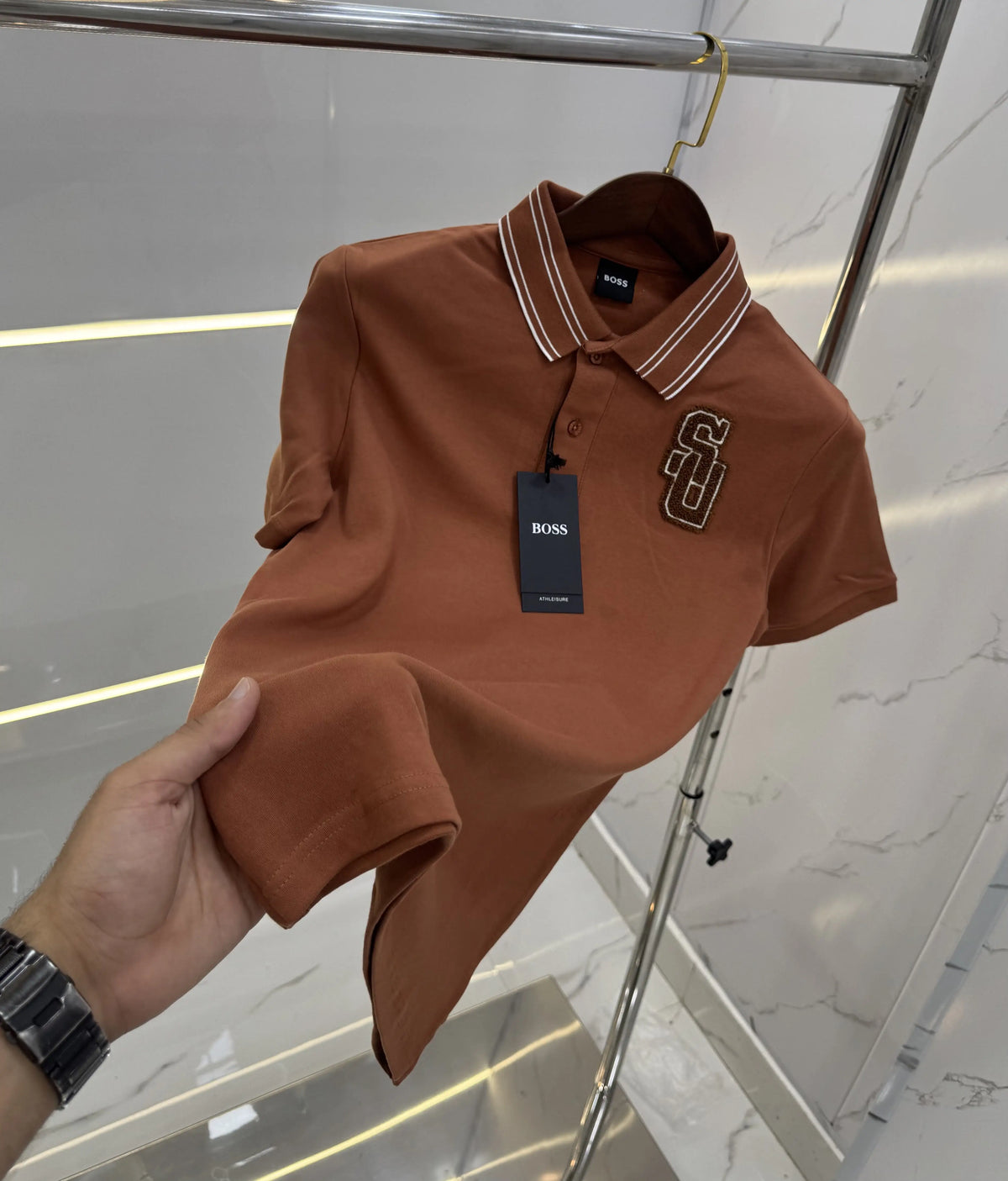 Hugo Bos s Brwon Logo Work Premium Polo T-shirt