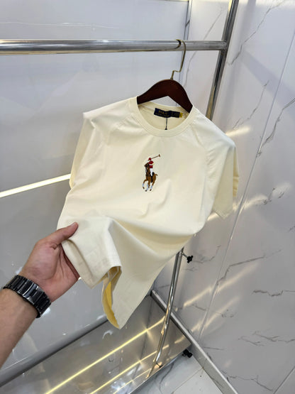 Ralp h Lauren Creme Embroidery Logo premium Polo T-shirt