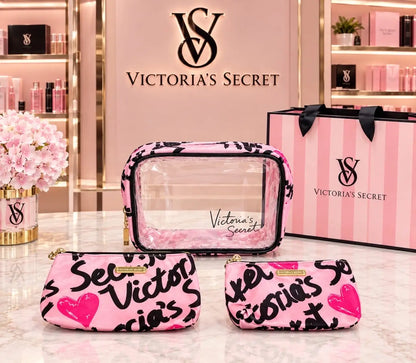 Victorias Secre t Premium Cosmetic Pouch Combo With Carry Bag vs30