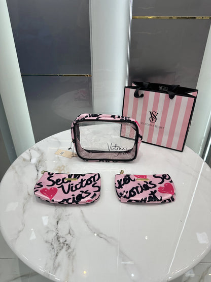 Victorias Secre t Premium Cosmetic Pouch Combo With Carry Bag vs30