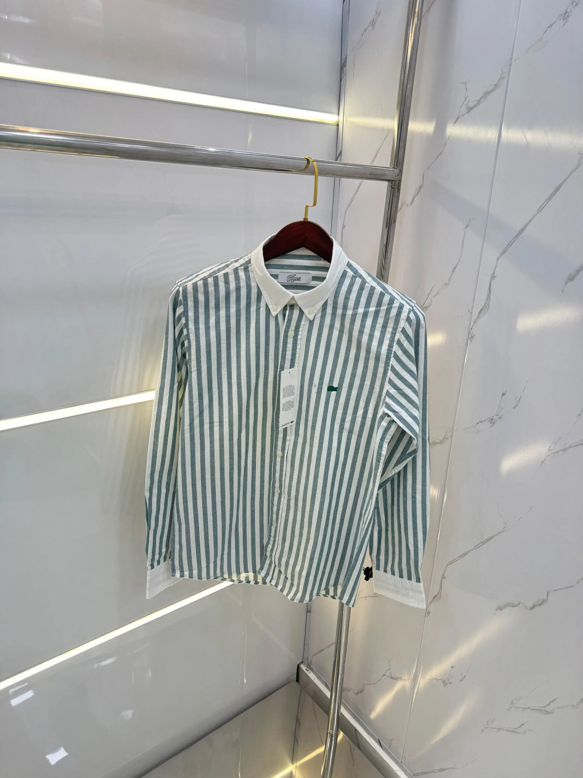 Lacost e Blue strips Embroidery Logo Premium Oxford Shirt