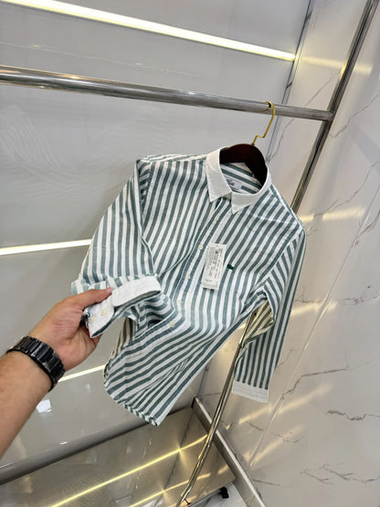 Lacost e Blue strips Embroidery Logo Premium Oxford Shirt