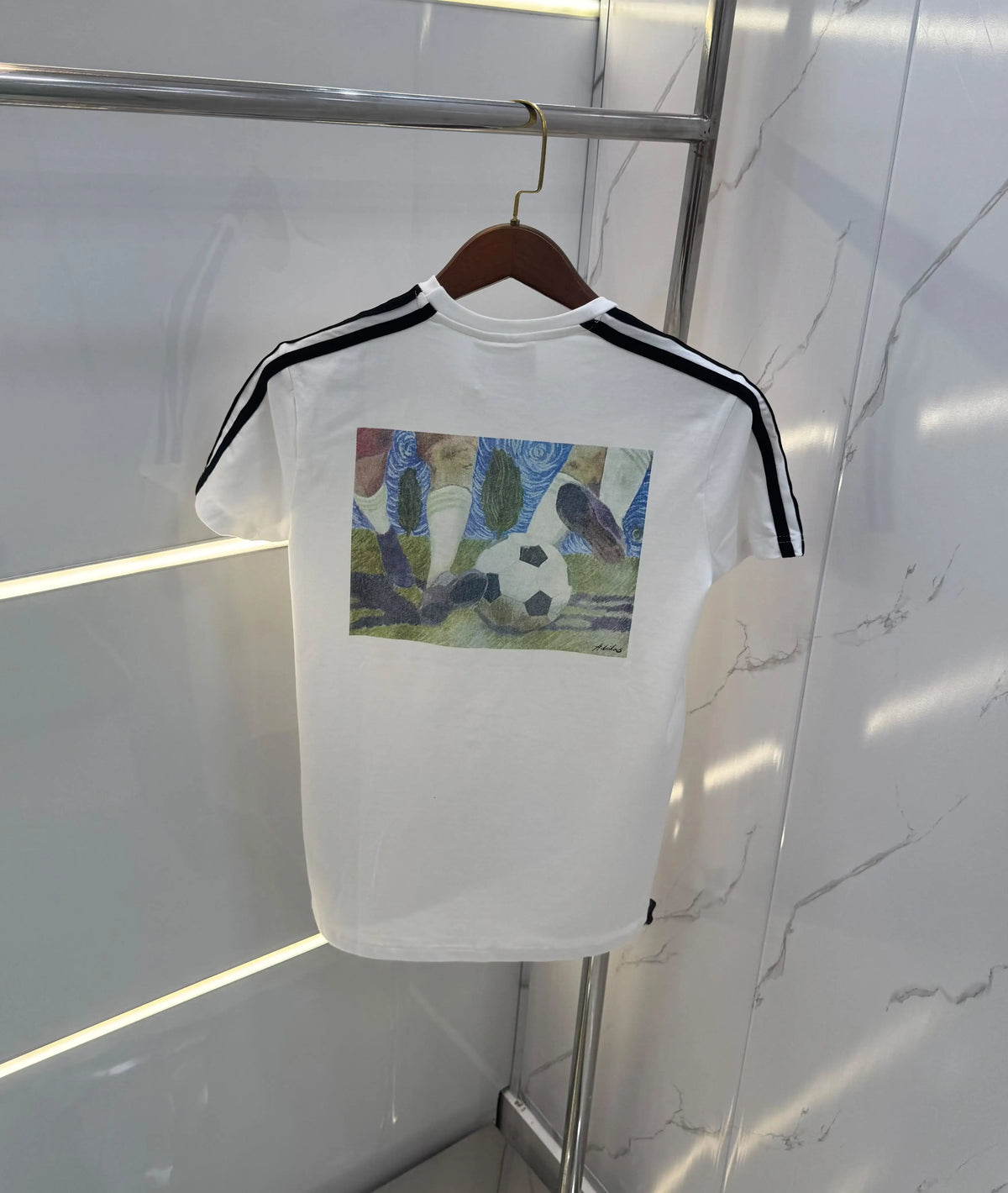 Adidas White  Logo Print Imported  T-Shirt