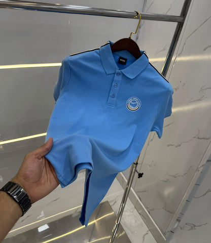 Hugo Bos s Sky  Blue Logo Work Premium Polo T-shirt