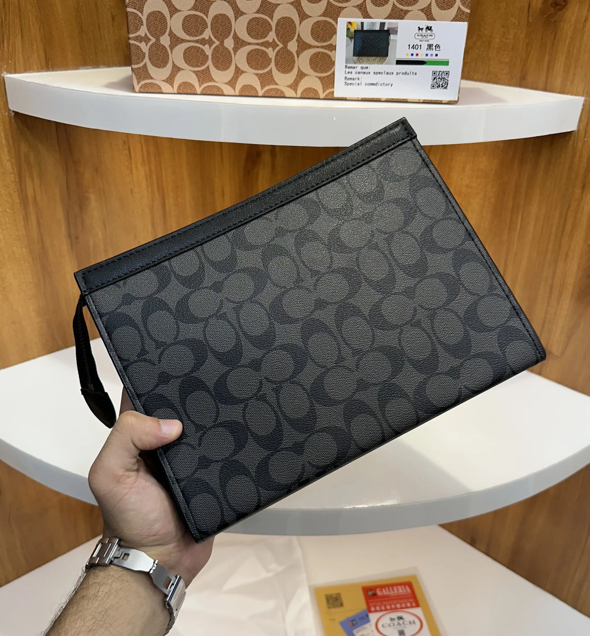 Coac h Luxury Unisex Pochette With Box Grey c098