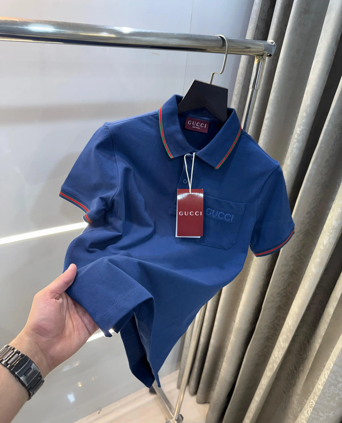 Gucc i Blue Collar Look Premium Polo T-Shirt