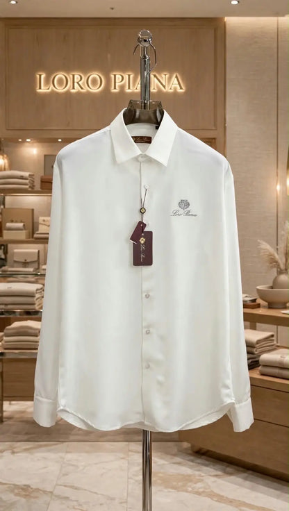 Loro Piana Brown Embroidery Logo Premium Shirt With Original Box