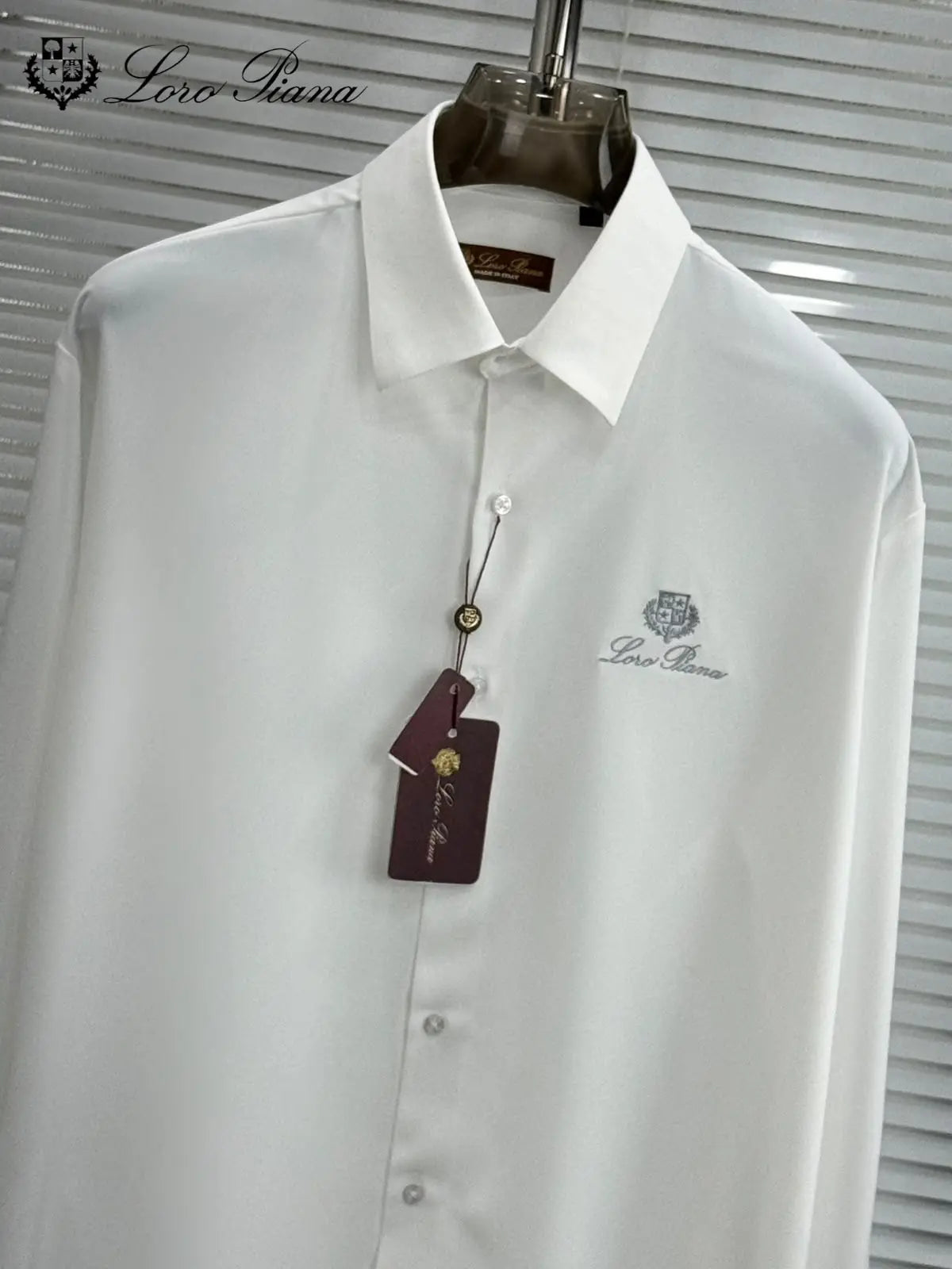 Loro Piana White Embroidery Logo Premium Shirt With Original Box