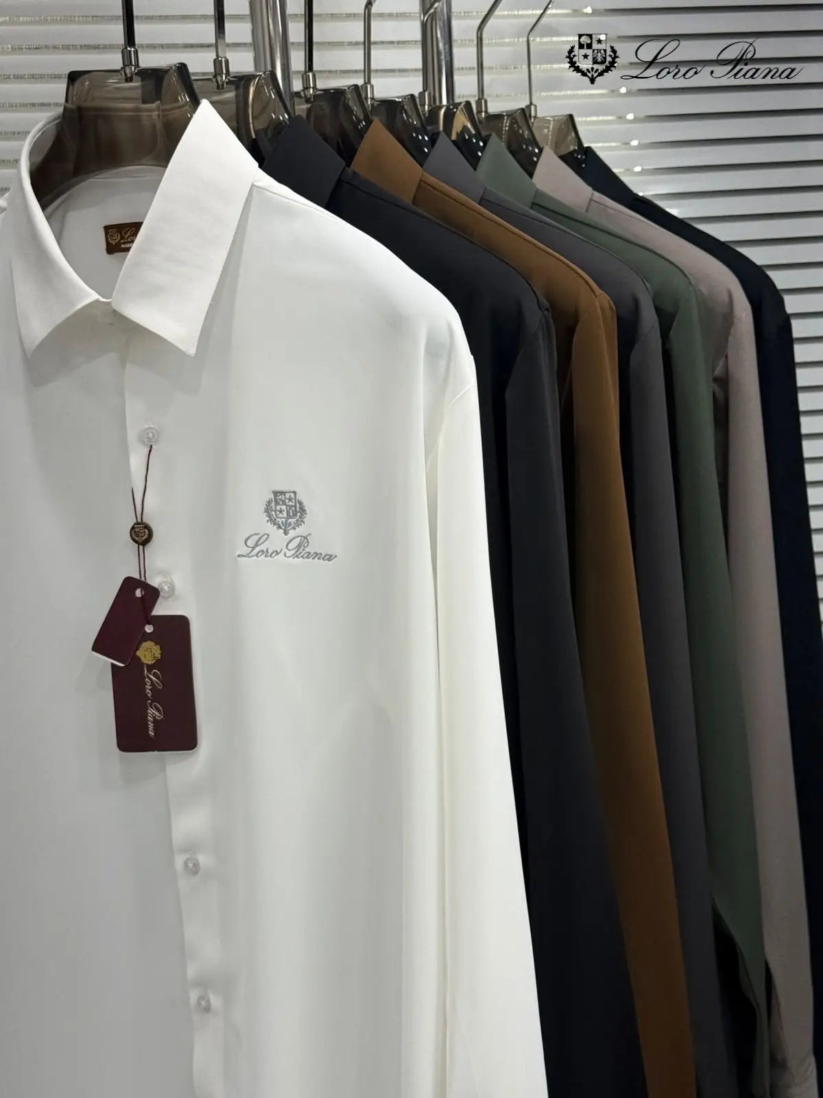 Loro Pian.a Light Grey Embroidery Logo Premium Shirt With Original Box