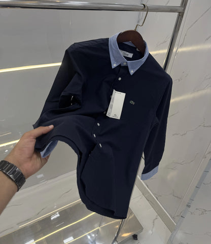 Lacost e Navy Blue Embroidery Logo Work Premium Shirt