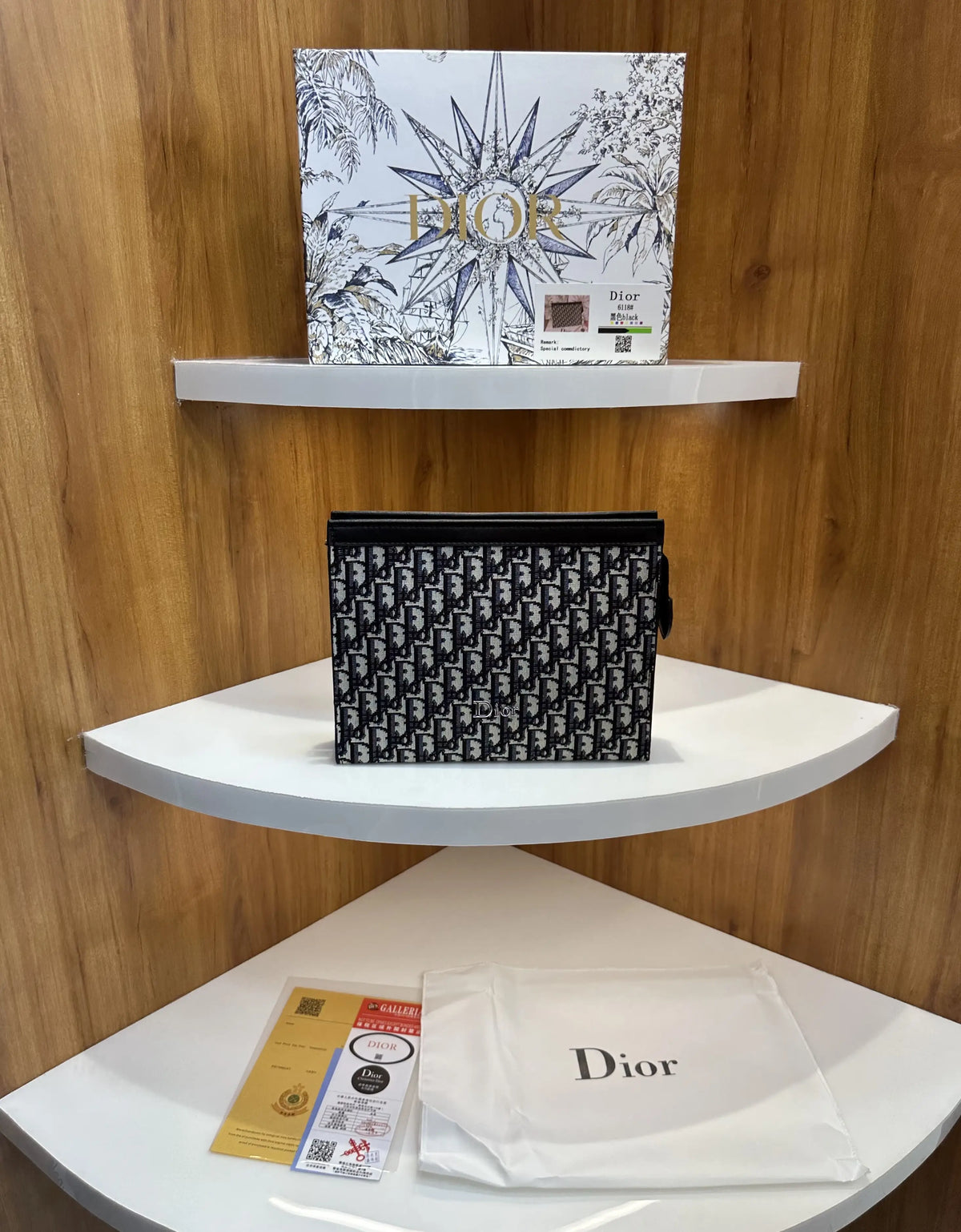 Dio r Luxury Unisex Pochette With Box Brown d009