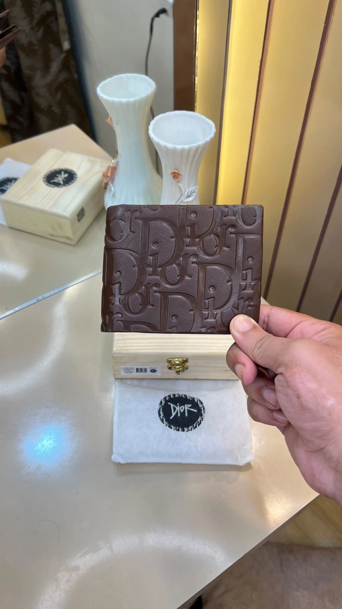 DIOR PREMIUM QUALITY IMP WALLET WITH OG WOODEN BOX