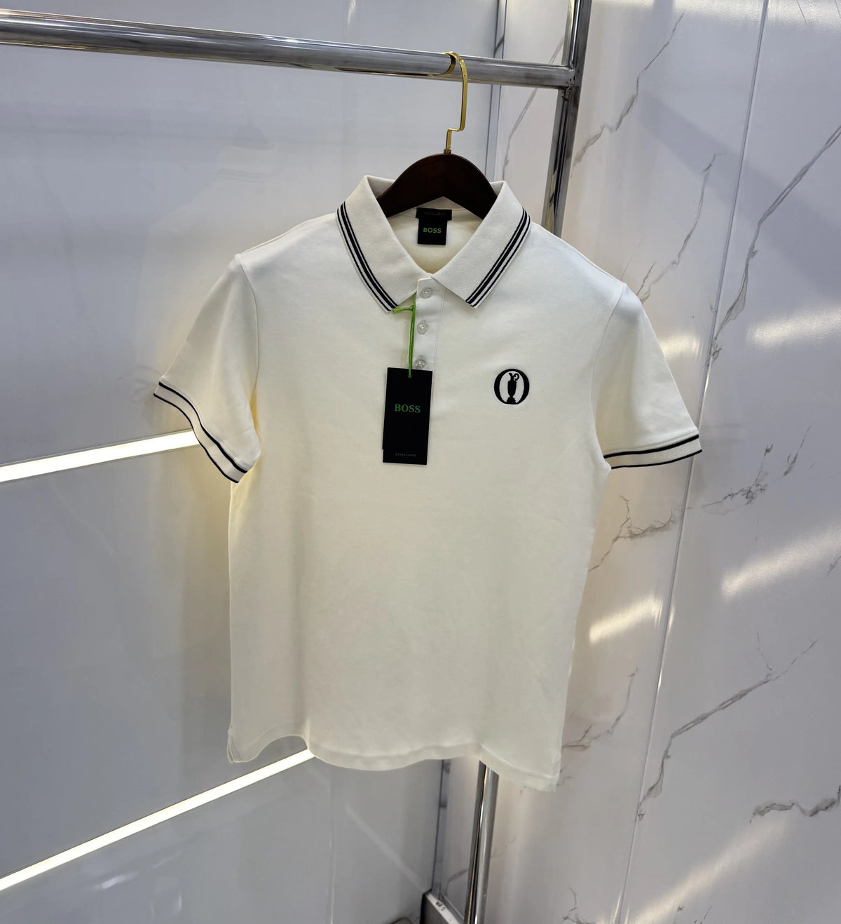 Hugo Bos s Cream Logo Work Premium Polo T-shirt