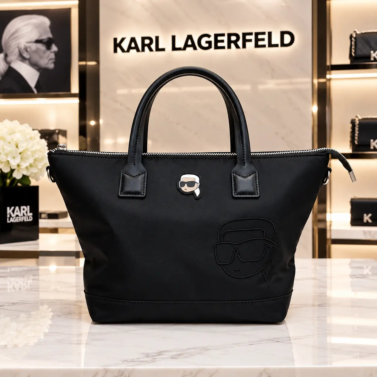Karl Lagerfel d Luxury Hand Bag Black With Carry Bag k220
